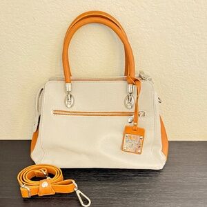 Gorgeous Valentina Italia Purse-Gray and Tan colors. Shoulder Strap Included